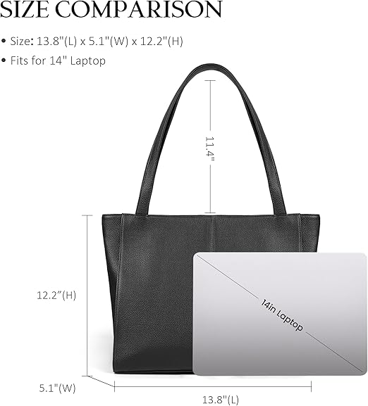 Genuine Leather Tote Bag for Women Work, Women's Leather Shoulder Bags Purses Satchel Handbags with Laptop Compartment