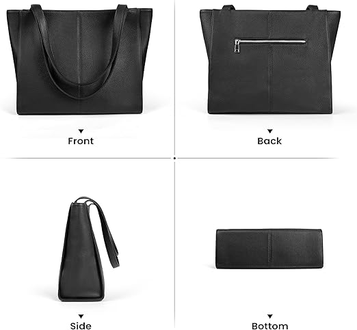 Genuine Leather Tote Bag for Women Work, Women's Leather Shoulder Bags Purses Satchel Handbags with Laptop Compartment