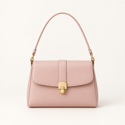 Blush pink mini shoulder bag with gold clasp