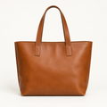 Cognac leather tote bag with sturdy handles