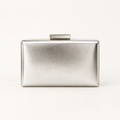 Silver metallic geometric box clutch